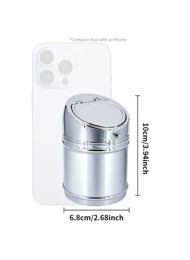 Stainless Steel Car Ashtray Type A with One Press Pop Up Lid and Cigarette Holder - Image 2